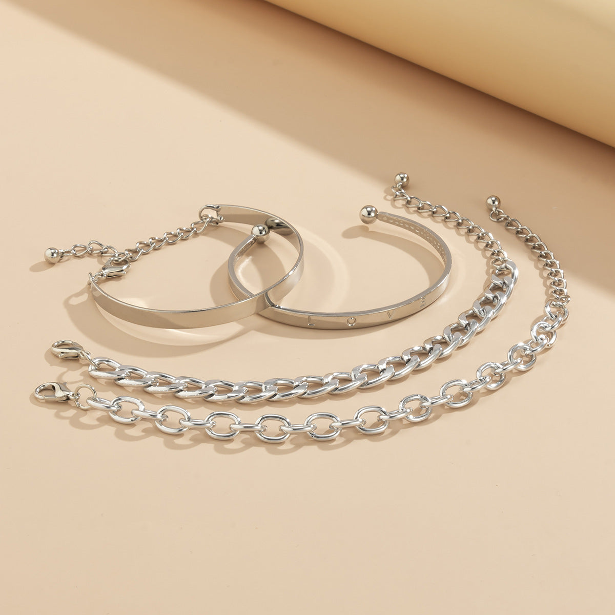 Simple And Smooth Chain Bracelet Set