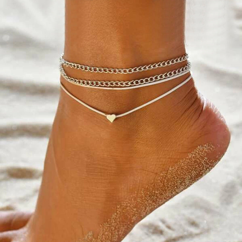 Heart-shaped Multi-layer Anklet