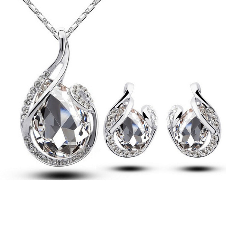 Rhinestone Necklace Set With Earrings