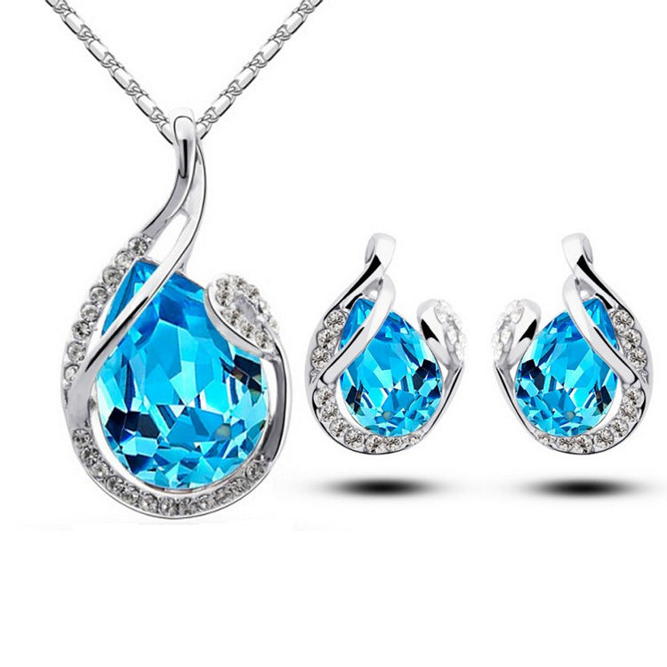 Rhinestone Necklace Set With Earrings