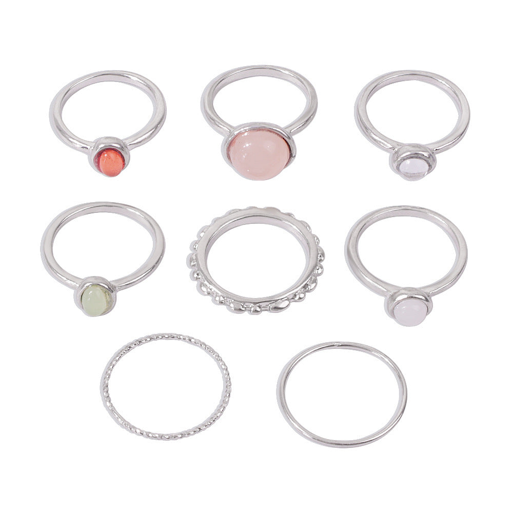 Colorful Stone Metalic Rings